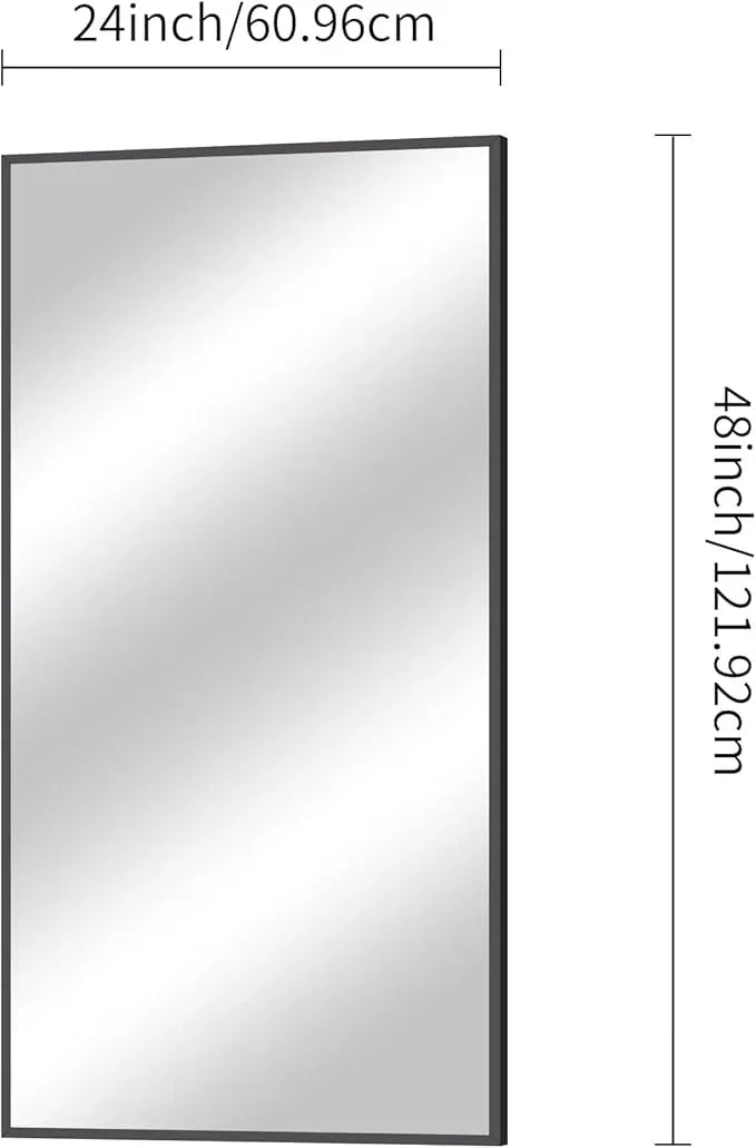BONEWEI Bathroom Mirror,24x48 inch Wall Mirror for Bathroom Wall Mounted Black Rectangle Square Corner Mirrors, Black Bathroom Mirror for Living Room, Farmhouse, Bedroom Entryway, Horizontal/Vertical - ModernBath