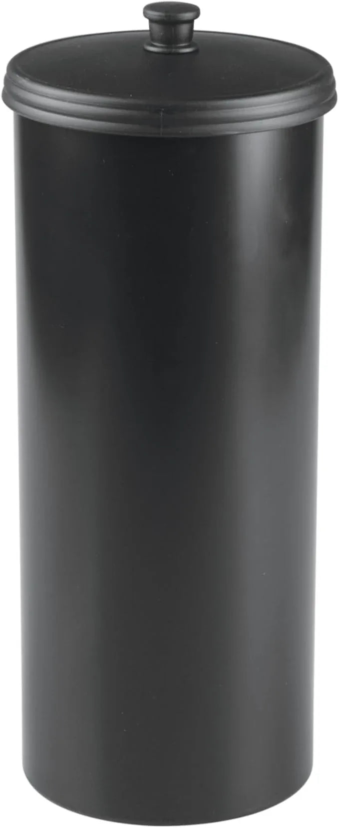 iDesign Freestanding Bathroom Toilet Paper Storage Holder with Lid for 3 Extra Rolls, Matte Black - ModernBath