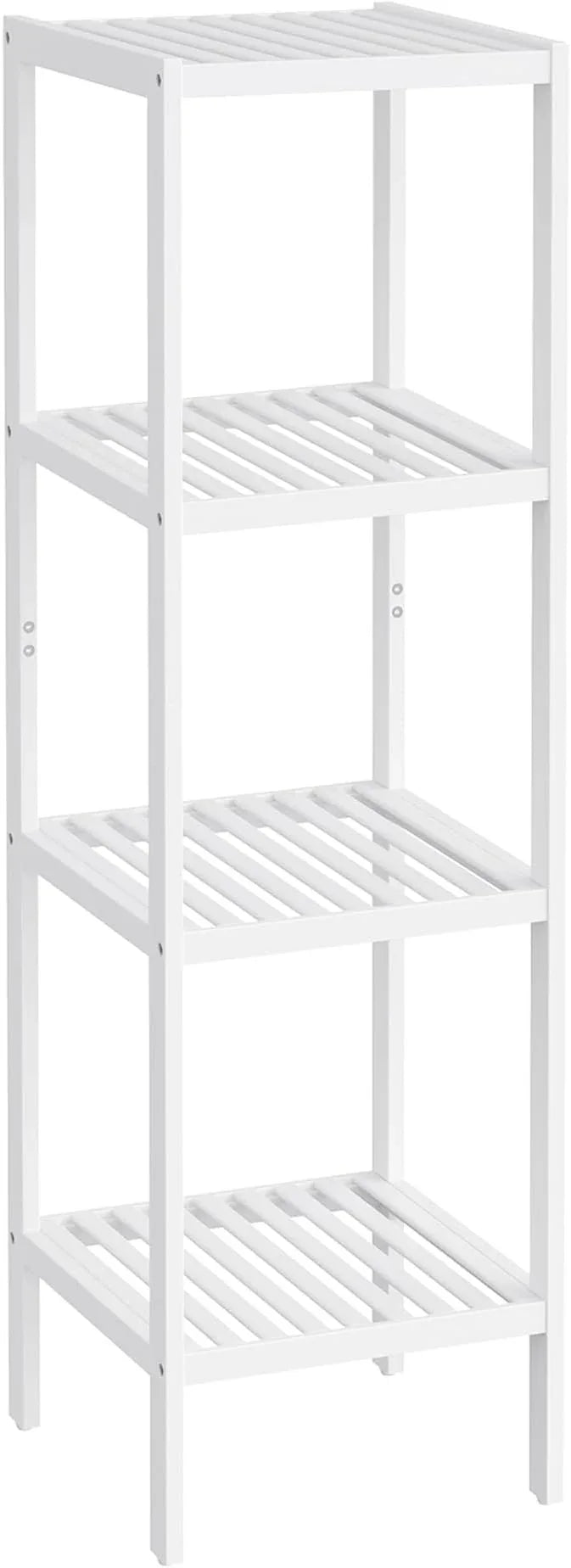 SONGMICS Bamboo Storage Shelf, 4-Tier Shelving Unit, Multifunctional, in The Entryway, Bathroom, Living Room, Balcony, Kitchen, 13 x 13 x 38.6 Inches, Cloud White UBCB054W01 - ModernBath