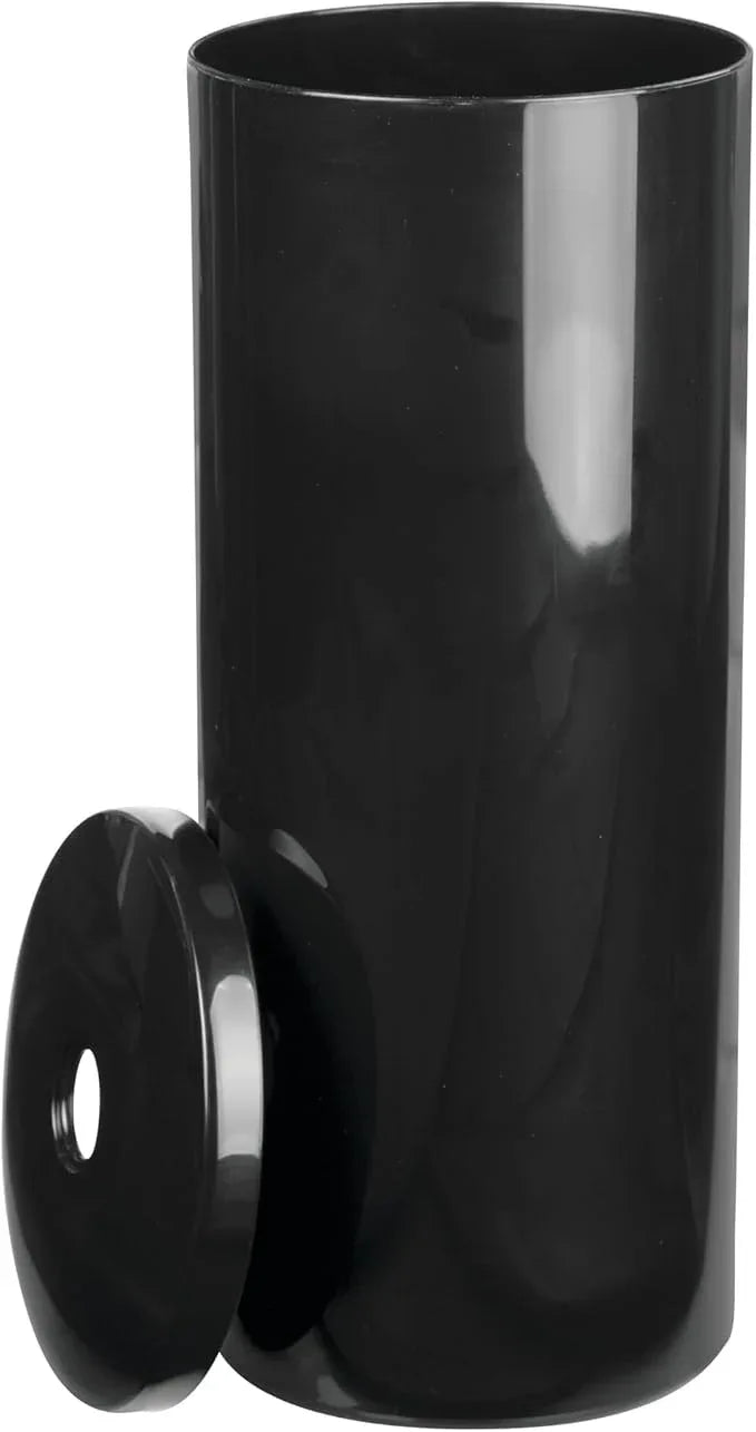 iDesign Freestanding Toilet Paper Canister with Lid for 3 Extra Rolls, Black, Made in USA - ModernBath