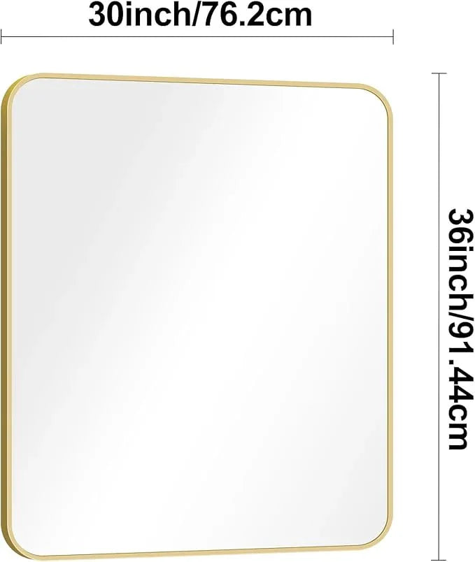 Gold Bathroom Mirror,30x36 inch Wall Mirror for Bathroom Wall Mounted,Round Rectangle Mirror for Bathroom Over Sink,Modern Frame for Home Decor Living Room,Bedroom Entryway,Horizontal/Vertical - ModernBath