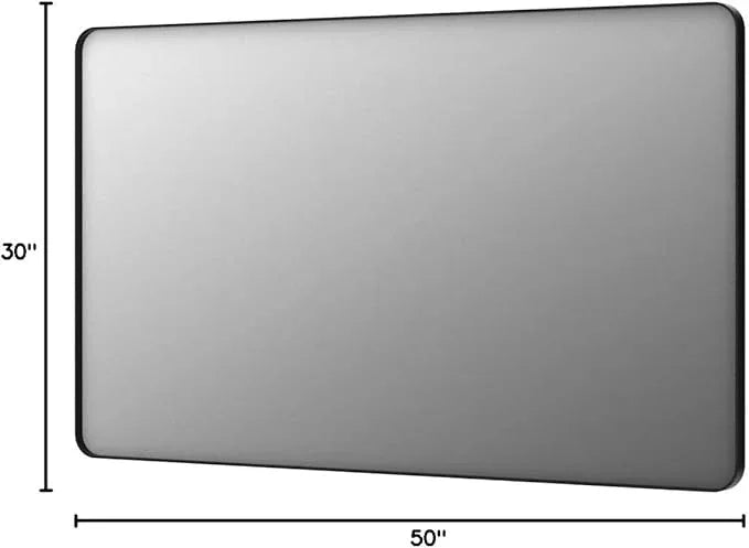 LOAAO 50X30 Inch Black Metal Framed Bathroom Mirror for Wall, Matte Black Bathroom Vanity Mirror Farmhouse, Large Rounded Rectangle Mirror, Anti-Rust, Tempered Glass, Hangs Horizontally or Vertically - ModernBath