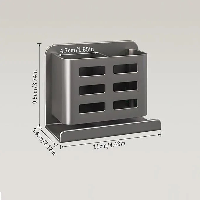 YESENT Grey Wall-Mounted Toothbrush Holder, Aluminum Material Shower Shaver Storage Rack, No Drilling Required, Removable Toothpaste Storage Rack - ModernBath