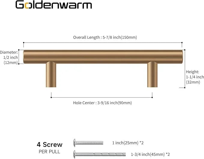goldenwarm 35 Pack Champagne Bronze Cabinet Pulls Gold Cabinet Handles 3-1/2 inch(90mm) Champagne Drawer Handles Brushed Bronze Cabinet Pulls Kitchen Bathroom Bedroom Dresser Furniture Hardware - ModernBath