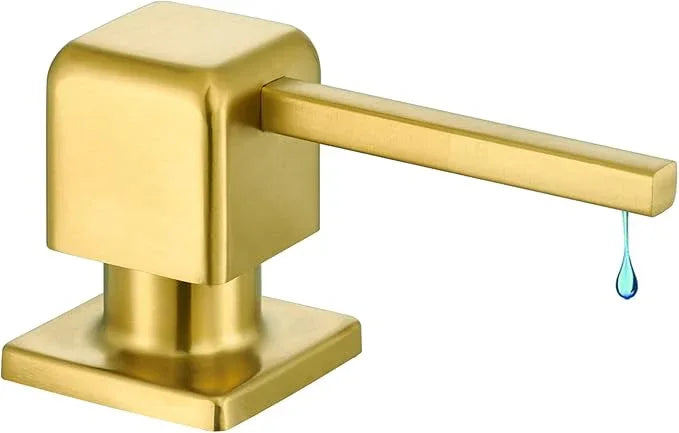 CREA Brushed Gold Soap Dispenser for Kitchen Sink, Kitchen Soap Dispenser Gold Square Built in Sink Soap Dispenser for Bathroom with 17 OZ Bottle - ModernBath