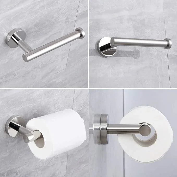 5-Pieces Set Bathroom Hardware Set Polished Stainless Steel Wall Mounted - Includes 24" Double Towel Bar, 12" Hand Towel Bar, Toilet Paper Holder, 2X Robe Towel Hooks, Bathroom Accessories Kit - ModernBath