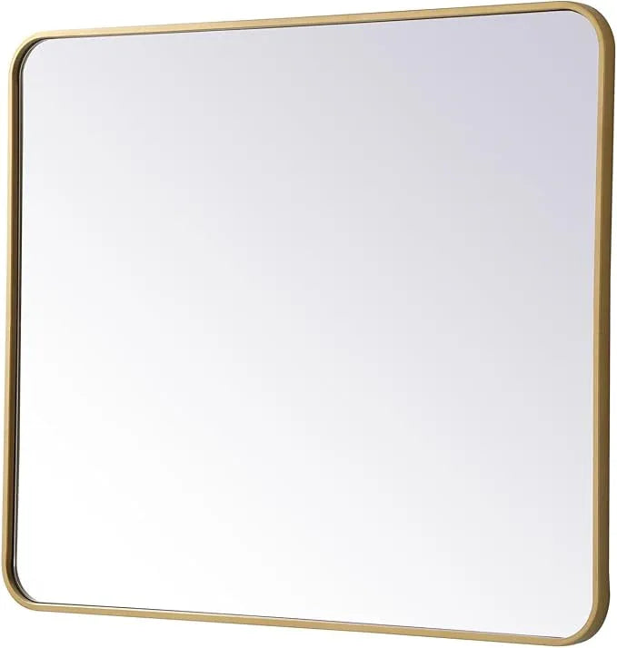 ARS Concepts Aura, Soft Corner Metal Rectangular Mirror 30X36 Inch in, Modern, Brass - ModernBath