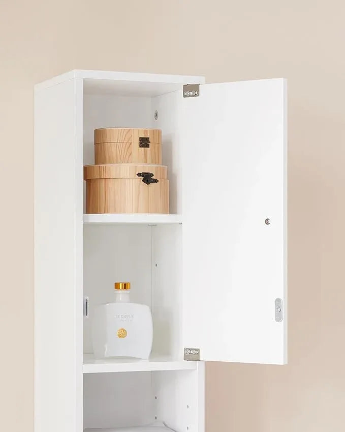 Haotian Bathroom Skinny Tall Storage Cabinet, Slim Stand Narrow Tower Cabinet with Adjustable Shelves for Small Spaces, White BZR167-GW - ModernBath