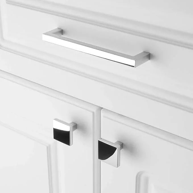 KOOFIZO 30 Pack Polished Chrome Cabinet Knobs Chrome Drawer Knobs K03 Square Single Hole Cabinet Pulls for Cabinets Drawer Dresser Cupboard Bedroom Closet Bathroom Vanity - ModernBath