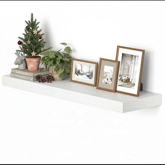 Vivelove Single Floating Shelves 36 Inches, 36 x 10 inch Deep x 1.8 in Thick, Long Floating Shelves for Bedroom, Living Room, Kitchen, Office, Shelves for Wall, Modern Home Decor, White - ModernBath