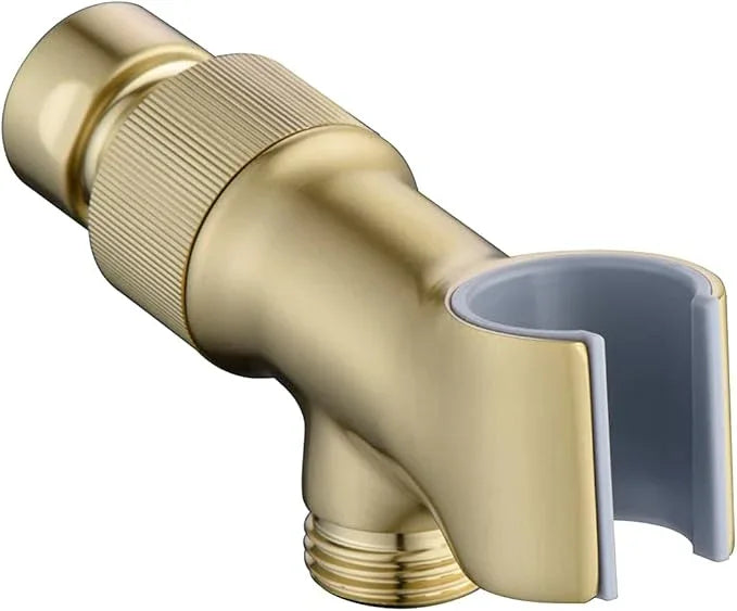 Shower Head Holder All Metal Adjustable Handheld Shower Arm Mount, 1/2" Shower Hose Holder Fits Most Hand Showerheads, Brass Hand Held Shower Head Holder , Easy to Install(Brushed Gold) - ModernBath
