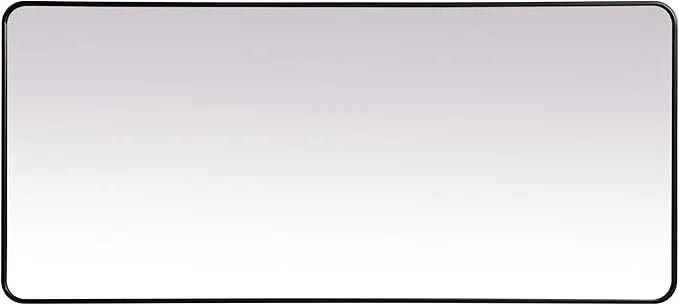 ARS Concepts Aura, Soft Corner Metal Rectangle Mirror 32X72 Inch in, Modern, Black - ModernBath