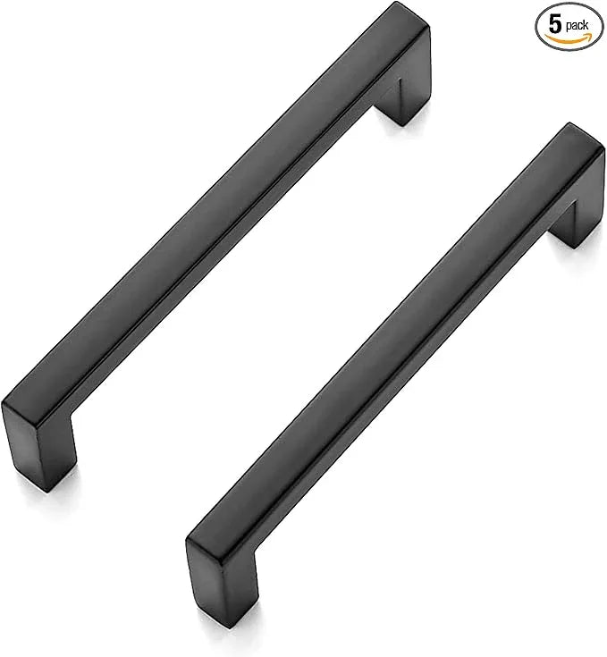 Ravinte 5 Pack Solid 3-3/4 Inch Center to Center Slim Square Bar Drawer Handles Kitchen Cabinet Hardware Matte Black Pulls - ModernBath