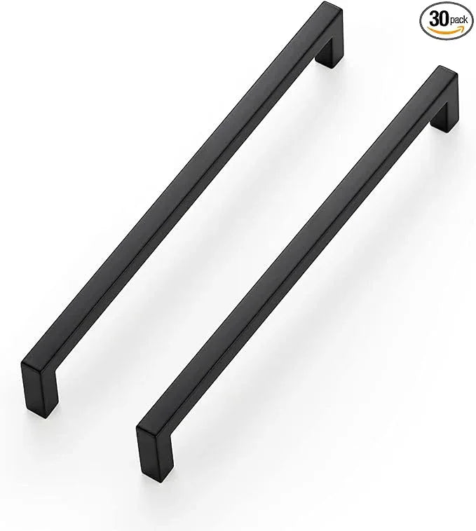 Ravinte 30 Pack Solid 7-1/2 Inch Center to Center Slim Square Bar Drawer Handles Kitchen Cabinet Handles Black Drawer Pulls Kitchen Cabinet Hardware Kitchen Handles Matte Black Cabinet Pulls - ModernBath