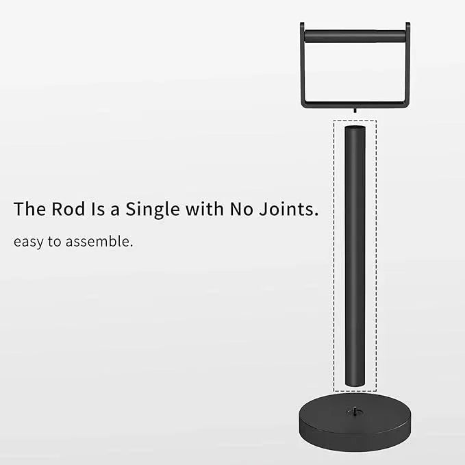 YUMORE Toilet Paper Holder Free Standing, Stainless Steel Toilet Paper Stand, Weighted Base Floor Tissue Roll Holder for Bathroom, Matte Black 200UP - ModernBath