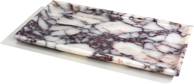 Natural Marble Tray, Coffee Table, Food, Fruit, Paper Cup, Cake Display, Coffee bar, Family Gatherings, Seasonal Holiday Decoration Tray(Viola-rectangle-11 x5 x0.7) - ModernBath