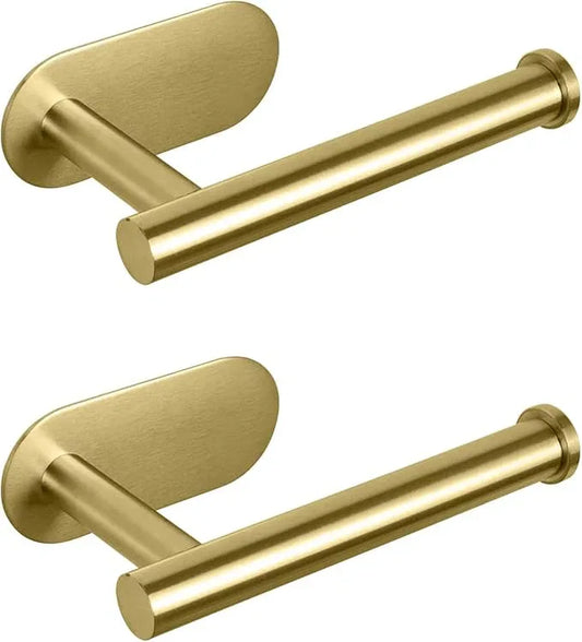 NearMoon Toilet Paper Holder Self Adhesive, Premium Thicken SUS304 Stainless Steel Rustproof Adhesive Toilet Roll Holder no Drilling for Bathroom, Kitchen, Washroom (2 Pack, Brushed Gold) - ModernBath