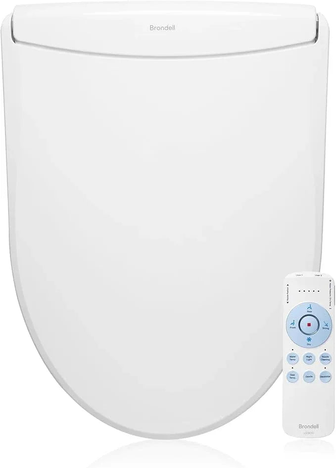 Brondell LS1800-RW Swash Electric Bidet Toilet Seat with Oscillating Stainless Steel Nozzle, Warm Air Dryer, Heated, Night Light, Gentle Close Lid, Thin Profile, Remote Control, Round - ModernBath