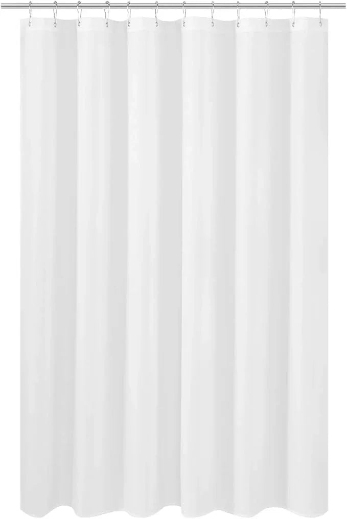 N&Y HOME Longer Shower Curtain Liner Fabric 72 x 75 inches, Hotel Quality, Washable, White Spa Bathroom Curtains with Grommets, 72x75 - ModernBath