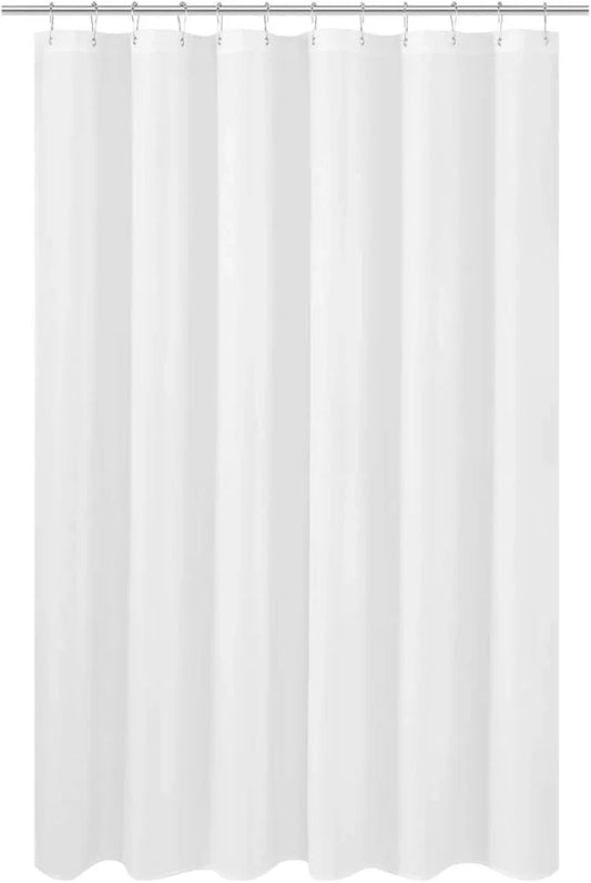 N&Y HOME Longer Shower Curtain Liner Fabric 72 x 75 inches, Hotel Quality, Washable, White Spa Bathroom Curtains with Grommets, 72x75 - ModernBath