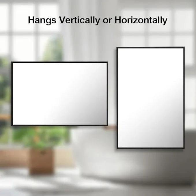 miroro Black 24x32 Inch Metal Framed Mirror for Wall, Large Rounded Rectangle Mirror, Anti-Rust, Tempered Glass, Hangs Horizontally or Vertically - ModernBath