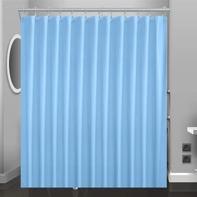 Eazzier Bath Baby Blue Plastic Shower Curtain Or Liner, 72x72 Inch Lightweight Cream Blue Plastic Bathroom Shower Showroom Inner Curtain with Rustproof Metal Grommet Holes and Weighted Magnets - ModernBath