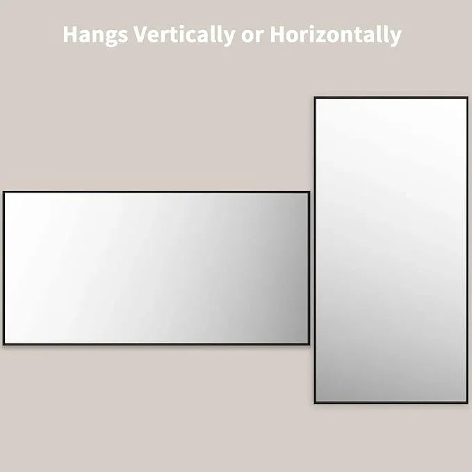 LOAAO 72"X36" Black Rectangle Bathroom Mirror Wall, Matte Black Aluminum Alloy Frame, Tempered Glass, Hangs Vertically or Horizontally, Easy to Install - ModernBath