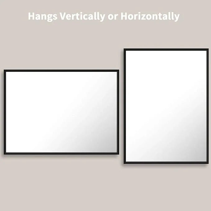 LOAAO 22"X30" Black Rectangle Bathroom Mirror Wall, Matte Black Aluminum Alloy Frame, Hangs Vertically or Horizontally, Easy to Install - ModernBath