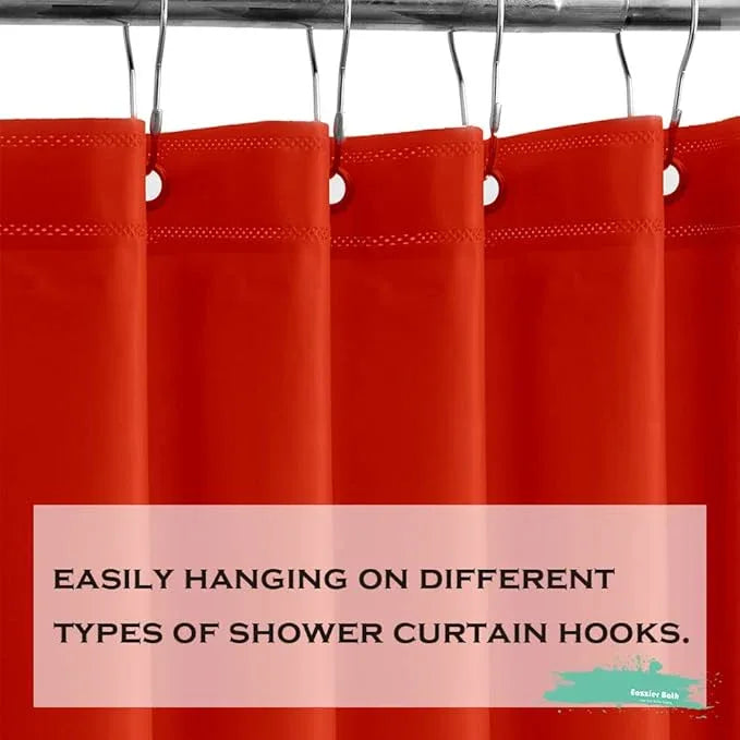 Eazzier Bath Tangerine Plastic Shower Curtain Or Liner, 72x72 Inch Lightweight Red Plastic Bathroom Shower Showroom Inner Curtain with Rustproof Metal Grommet Holes and Weighted Magnets - ModernBath