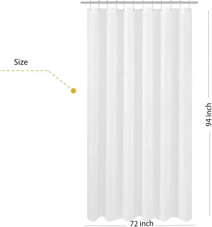 N&Y HOME Extra Long Fabric Shower Curtain or Liner 72 x 94 inch, Hotel Quality, Washable, White Bathroom Curtains with Grommets, 72x94 - ModernBath