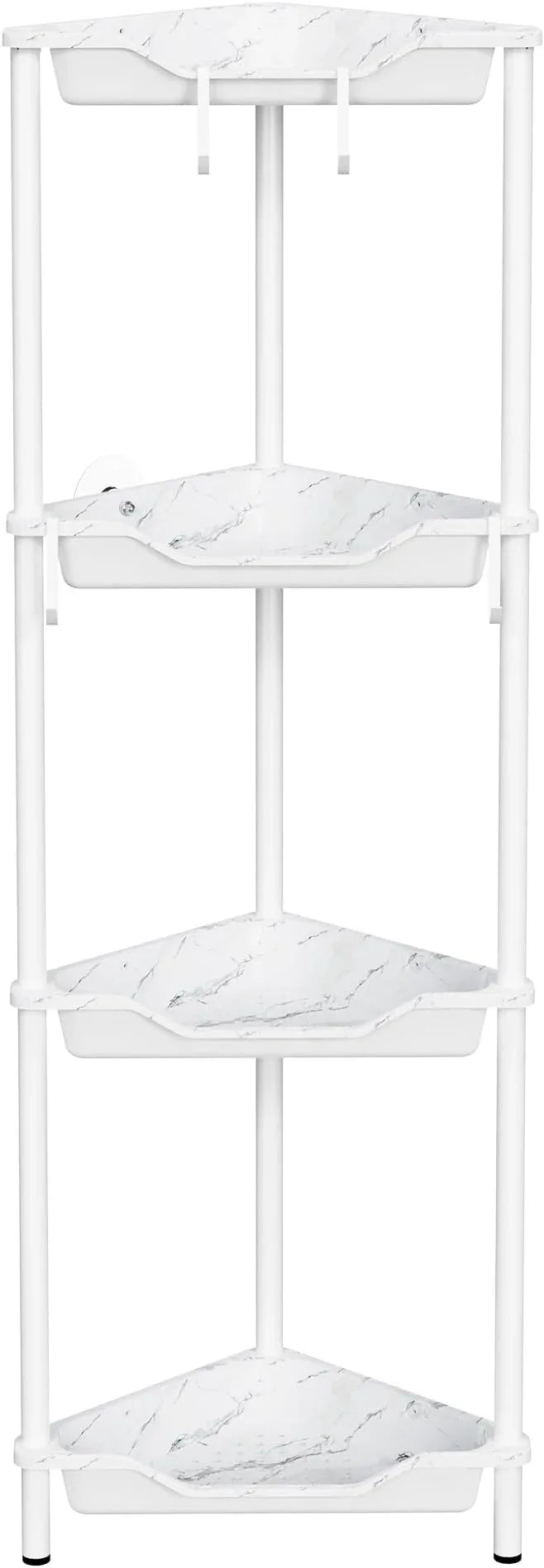 Orimade Rustproof 4 Tier Floor Standing Corner Shower Caddy Organizer, Plastic Metal Splicing Floor Corner Shelf Rack Storage Stands for Bathroom, Marble - ModernBath