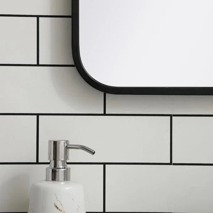 ARS Concepts Aura, Soft Corner Metal Rectangular Mirror 18X36 Inch in, Modern, Black - ModernBath