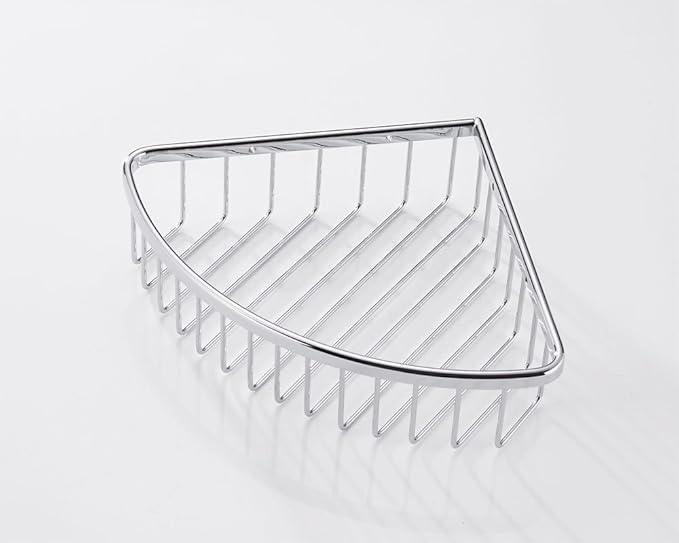 SANLIV Corner Shower Caddy,Chrome Corner Shower Basket,Wall Mounted Bathroom Soap Holder & Shampoo Shelf,Solid Brass Wire Basket Soap Dish for Inside Shower,Polished Chrome - ModernBath