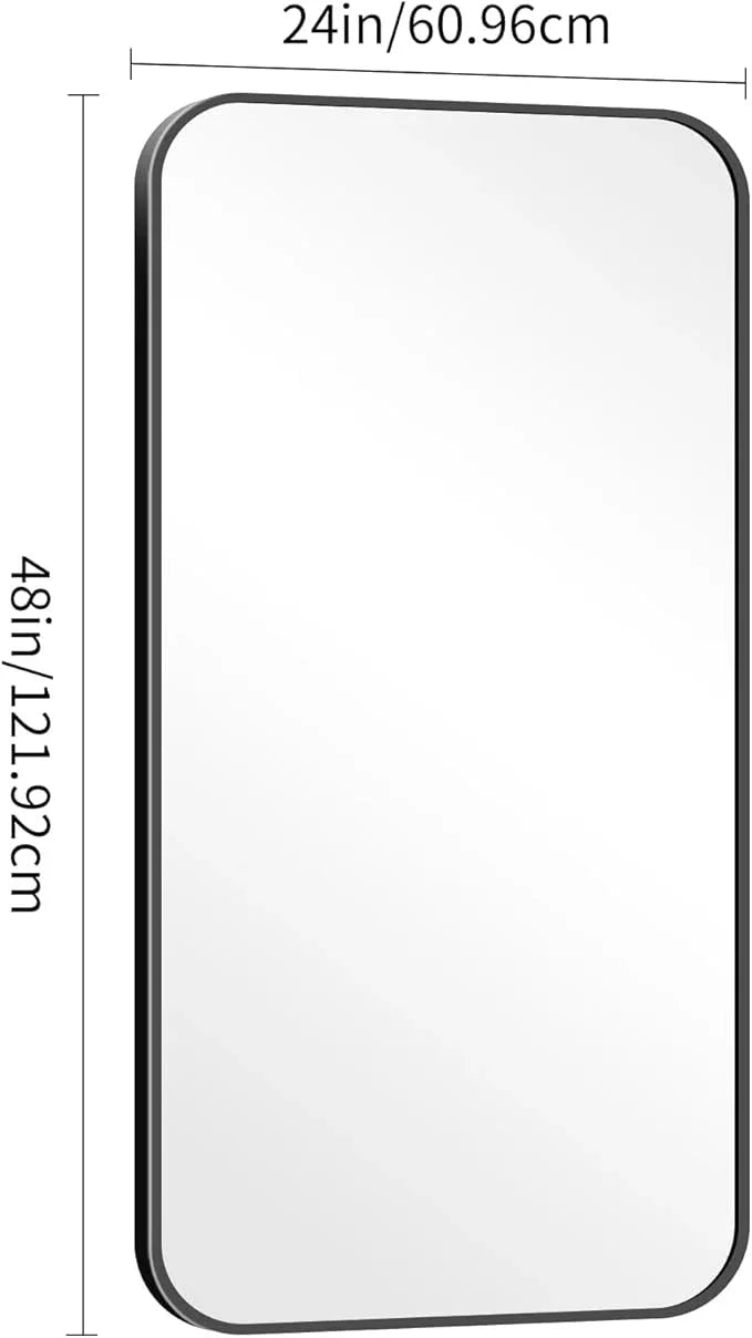 DESBING 24" x 48"Bathroom Mirror, Matte Black Wall Mirror with Metal Frame, Decorative Rectangular Vanity Mirror for Bedroom Bathroom Living Room Entryway (Horizontal/Vertical) - ModernBath