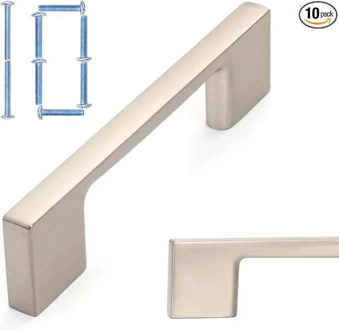 KOOFIZO 10 Pack 3 Inch Brushed Nickel Kitchen Cabinet Pulls Stain Nickel Cabinet Handles Silver Cabinet Hardware for Kitchen Cabinets Drawer P01 Dresser Cupboard Bedroom Bathroom - ModernBath