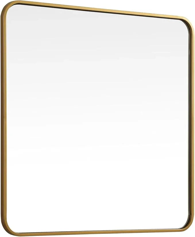 ARS Concepts Aura, Soft Corner Metal Square Mirror 30X30 Inch in, Modern, Brass - ModernBath