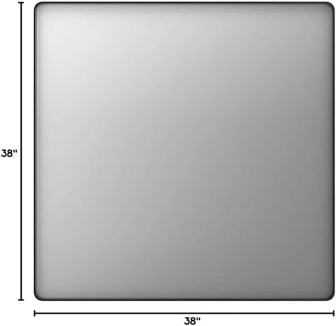 LOAAO 38x38 Inch Black Metal Framed Bathroom Mirror for Wall, Matte Black Bathroom Vanity Mirror Farmhouse, Large Rounded Rectangle Mirror, Anti-Rust, Tempered Glass, Hangs Horizontally or Vertically - ModernBath