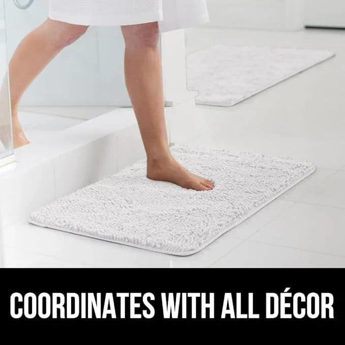GORILLA GRIP Bathroom Rug Sets 3 Piece, Bath Mat Set and Oval Toilet Base with Rubber Backing, Plush Absorbent Shaggy Chenille Washable Mats, Includes 24x19.5, 24x17 and 30x20 Inch Rugs, White - ModernBath