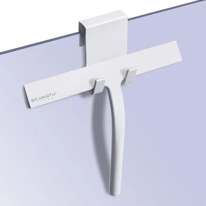 Shower Squeegee 9" with Silicone Hook - All Purpose Squeegee for Shower Glass Door Mirrors Bathroom Tiles Car Windows Glass Door Blade Showers - White - ModernBath