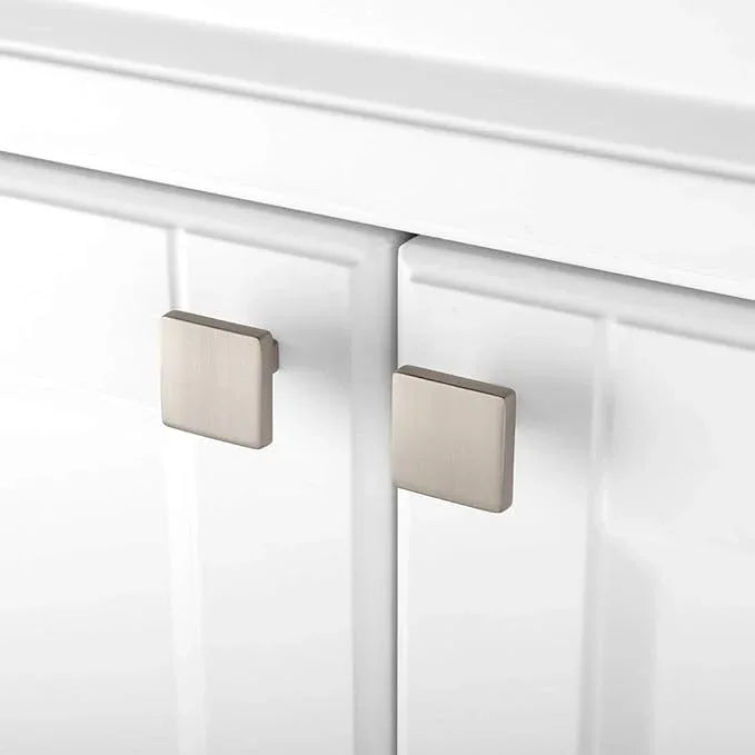 KOOFIZO 30 Pack Brushed Nickel Cabinet Knobs Stain Nickel Drawer Knobs K03 Square Single Hole Cabinet Pulls for Cabinets Drawer Dresser Cupboard Bedroom Closet Bathroom Vanity - ModernBath