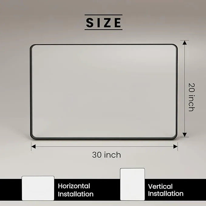 JISOSO Black Bathroom Mirror 20X30 Inch, Black Metal Framed Mirror for Wall, Rounded Rectangle Matte Bathroom Vanity Mirror with Tempered Glass, Anti-Rust, Horizontal/Vertical - ModernBath