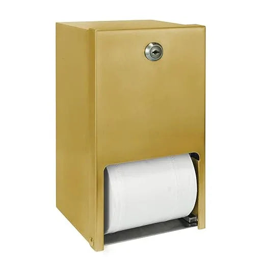 Gold 2 Roll Stainless Steel Commercial Toilet Paper Dispenser, Heavy Duty Wall Mount Tissue Holder with Lock for Restroom/Bathroom - ModernBath