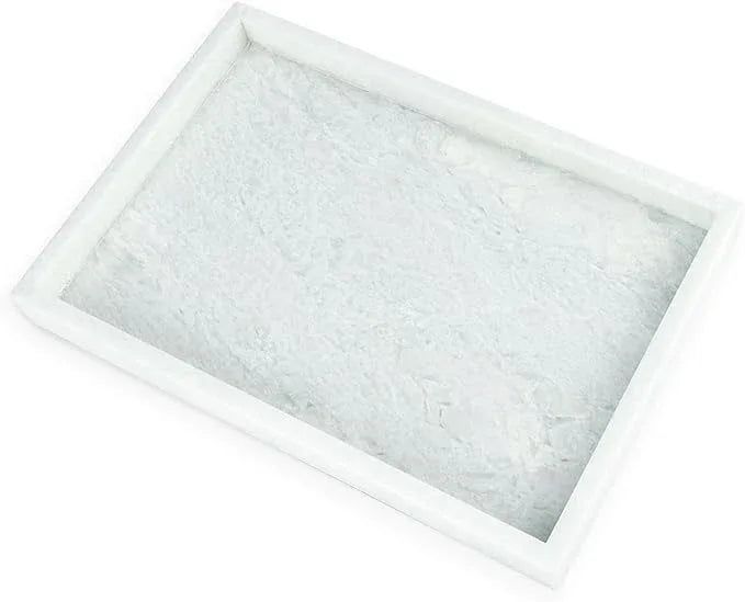 Yew & Tulip Natural Marble Vanity Tray, Luxury Stone with Light Green Textures Serving Tray for Bathroom, Kitchen, Vanity, Home Decor, Wedding etc. (12" x 8" x 1.2") - ModernBath
