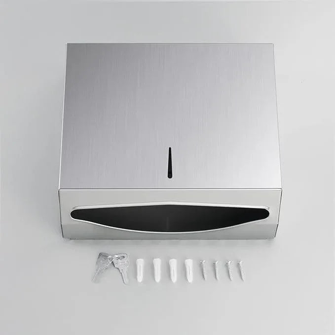 Paper Towel Dispenser Wall Mount - Multifold Trifold Paper Towel Dispensers, Large Capacity Stainless Steel Tissue Holder, Suitable for Bathrooms and Public Places - ModernBath