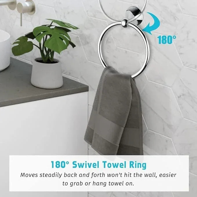 8 Piece Bathroom Accessory Set(Adjustable Towel Bar, Towel Ring, Toilet Paper Holder,Towel Hook), Wall Mounted Bathroom Hardware Accessories Set,Chrome - ModernBath