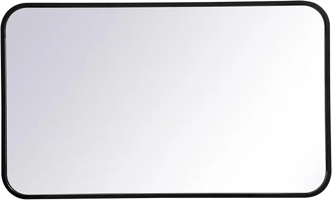 ARS Concepts Aura, Soft Corner Metal Rectangular Mirror 18X30 Inch in, Modern, Black - ModernBath