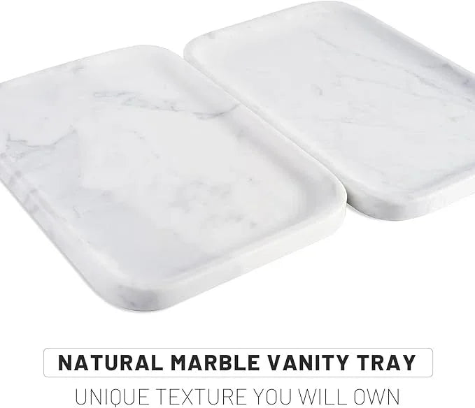Statuario Marble Vanity Tray - Decorative Organizer for Bathroom Countertop, Dresser, Kitchen Sink - ModernBath