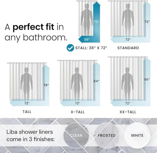 LiBa Bathroom Shower Curtain - Waterproof Plastic Shower Curtain Premium PEVA Non-Toxic with Rust Proof Grommets White 8G Bathroom Accessories 36x72 - ModernBath