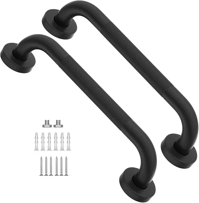 12 Inch Shower Grab Bar Oil Rubbed Black, Munzong Anti Slip Bathroom Grab Bar, Knurled Bathroom Balance Bar, Safety Hand Rail Support Handicap Elderly Injury Senior Assist Bath Handle - ModernBath