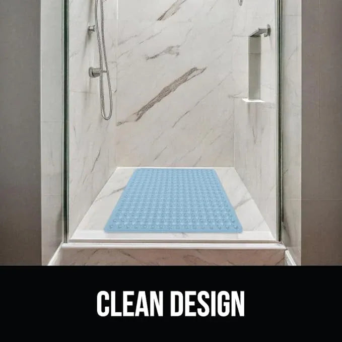 GORILLA GRIP Patented Square Shower Stall Mat, Small Bathtub Floor Mats for Stand Up Showers, Suction Cups and Drain Holes, Machine Wash, Soft on Feet, Bathroom Accessories 21x21 Inch, Sky Blue Opaque - ModernBath